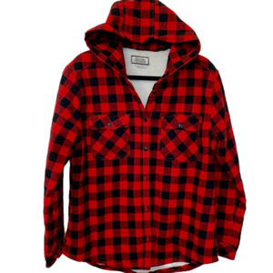 Boston Traders womens flannel shirt jacket - fleece lining - SZ L - Red checker